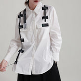 Original Design Lace-Up Splicing Shirt